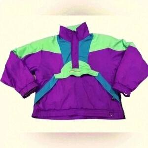 Hard Corp Vintage 80’s Bright and Soft Quarter Zip Ski Jacket Women’s Size Large